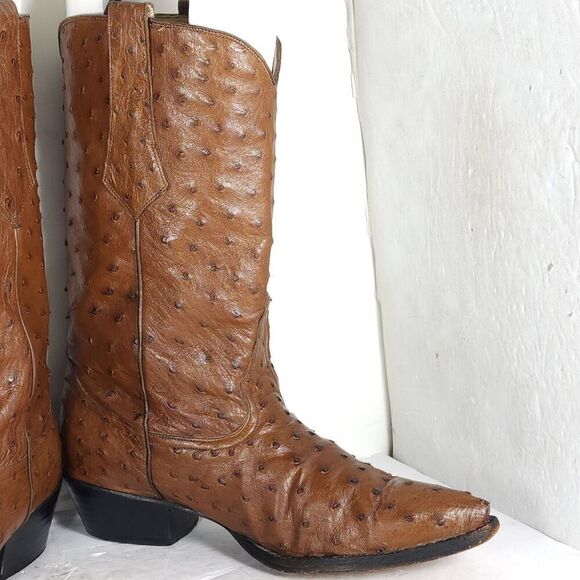 Lone Star Women’s US7B Brown Leather Full Quill Full Ostrish Western Boots - Picture 6 of 16
